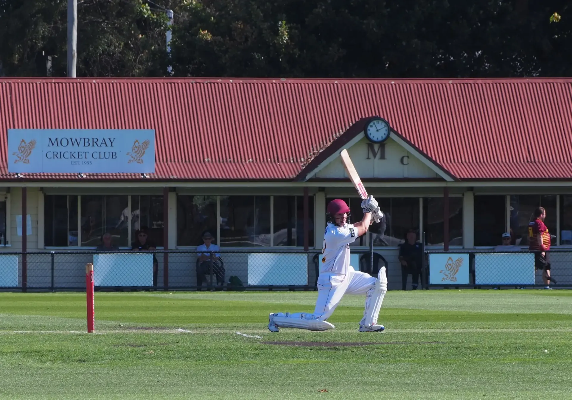 Cricketer batting at Mowbray Cricket Club.