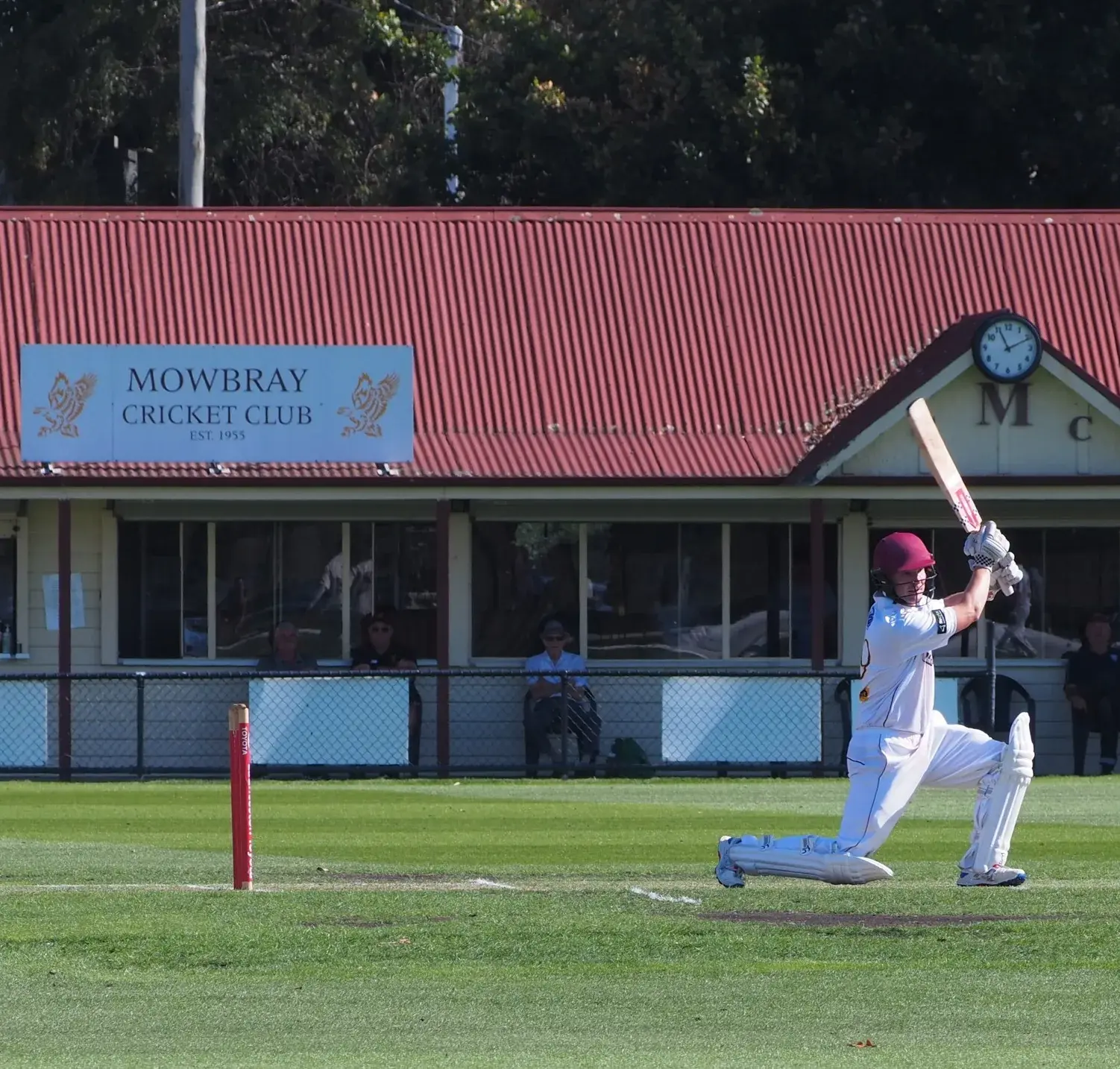 Cricketer batting at Mowbray Cricket Club.